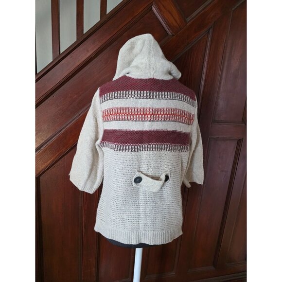 Eddie Bauer Button-Up Hooded Cardigan Sweater XL Brown Fair Isle Wool - Picture 3 of 10